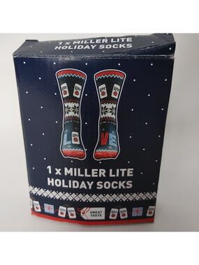 Miller Lite Holiday Socks BNIP Beer Socks Christmas Valentines Ugly Sweater